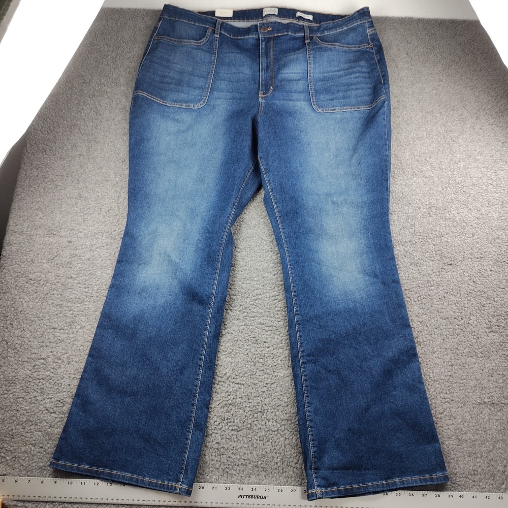 Wonderly Jeans Flare High Waisted Size 24W Women's Blue Denim Stretch NWT